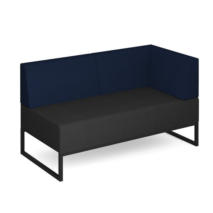 Nera modular soft seating double bench with back and right arm black frame Soft Seating Dams Elapse Grey/Maturity Blue 