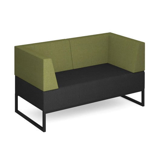 Nera modular soft seating double bench with double back and arms black frame Soft Seating Dams Elapse Grey/Endurance Green 