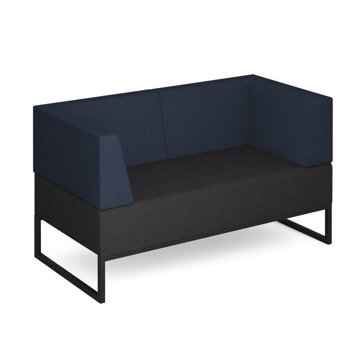 Nera modular soft seating double bench with double back and arms black frame Soft Seating Dams Elapse Grey/Range Blue 