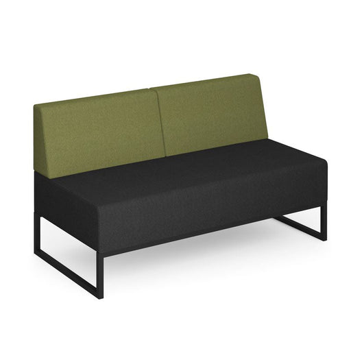 Nera modular soft seating double bench with double back and black frame Soft Seating Dams Elapse Grey/Endurance Green 