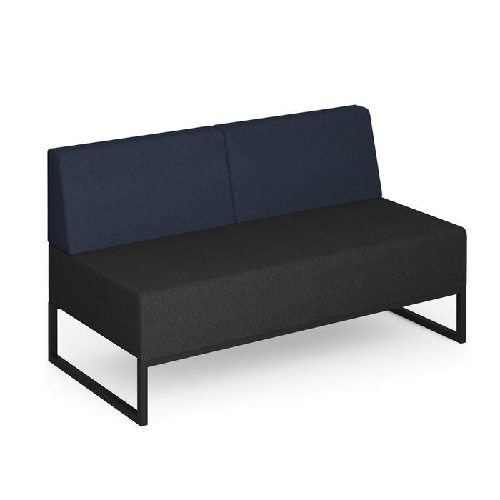Nera modular soft seating double bench with double back and black frame Soft Seating Dams Elapse Grey/Range Blue 