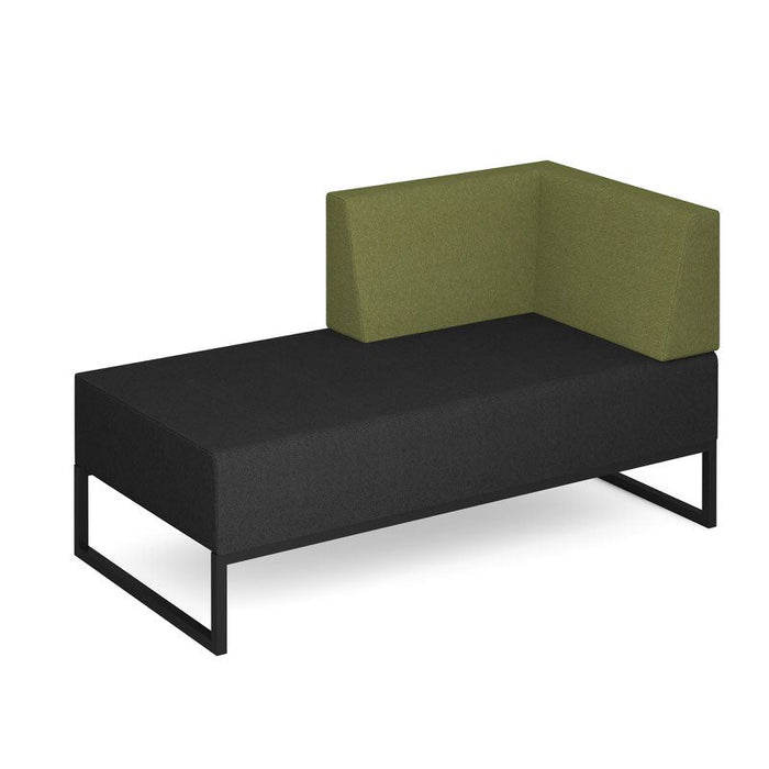 Nera modular soft seating double bench with left hand back and arm black frame Soft Seating Dams Elapse Grey/Endurance Green 