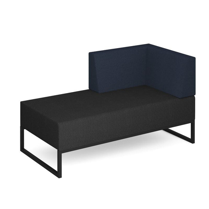 Nera modular soft seating double bench with left hand back and arm black frame Soft Seating Dams Elapse Grey/Range Blue 