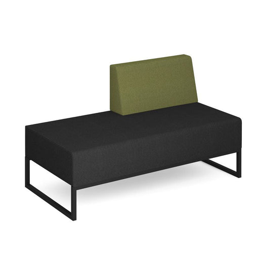 Nera modular soft seating double bench with left hand back and black frame Soft Seating Dams Elapse Grey/Endurance Green 