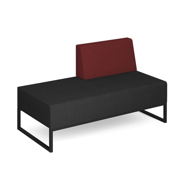 Nera modular soft seating double bench with left hand back and black frame Soft Seating Dams Elapse Grey/Extent Red 