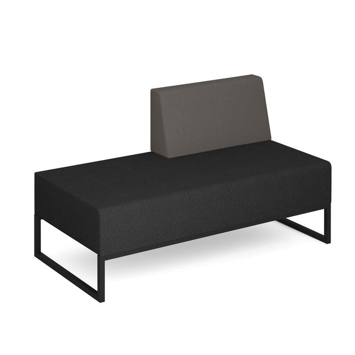 Nera modular soft seating double bench with left hand back and black frame Soft Seating Dams Elapse Grey/Forecast Grey 
