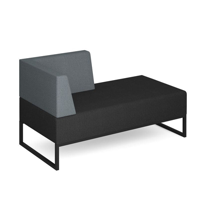 Nera modular soft seating double bench with right hand back and arm black frame Soft Seating Dams Elapse Grey/Late Grey 