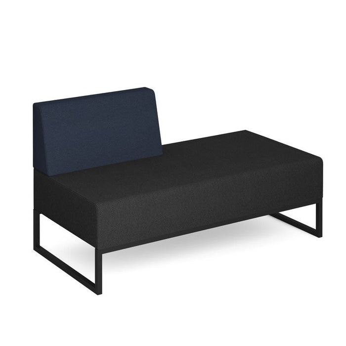 Nera modular soft seating double bench with right hand back and black frame Soft Seating Dams Elapse Grey/Range Blue 