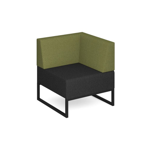 Nera modular soft seating single bench with back and left arm black frame Soft Seating Dams Elapse Grey/Endurance Green 