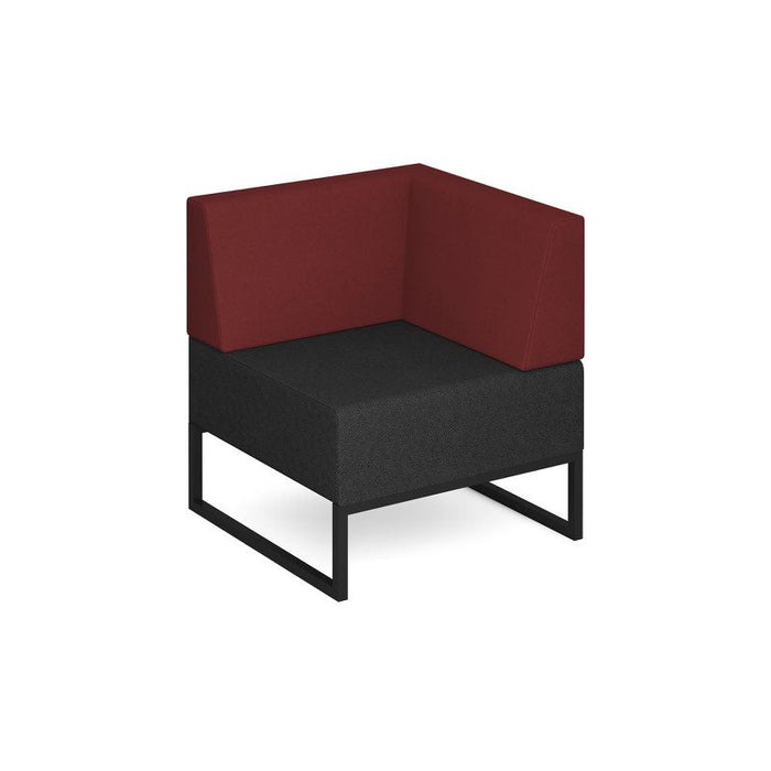 Nera modular soft seating single bench with back and left arm black frame Soft Seating Dams Elapse Grey/Extent Red 