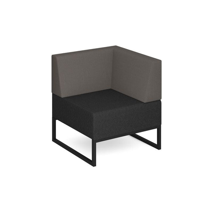 Nera modular soft seating single bench with back and left arm black frame Soft Seating Dams Elapse Grey/Forecast Grey 