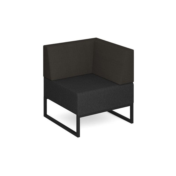 Nera modular soft seating single bench with back and left arm black frame Soft Seating Dams Elapse Grey/Present Grey 