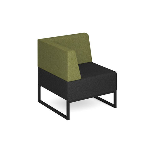 Nera modular soft seating single bench with back and right arm Black frame Soft Seating Dams Elapse Grey/Endurance Green 