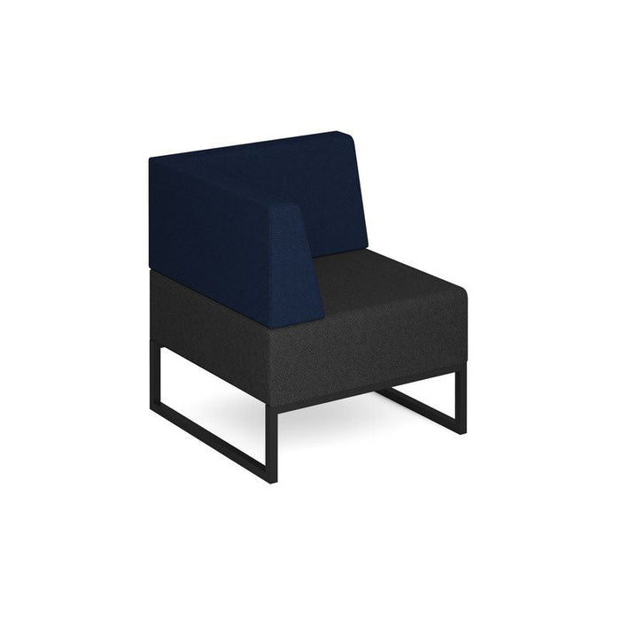 Nera modular soft seating single bench with back and right arm Black frame Soft Seating Dams Elapse Grey/Maturity Blue 