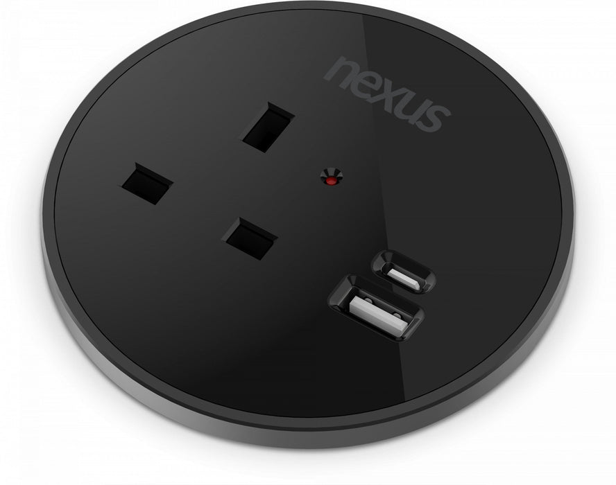 Nexus Oslo 200 in desk power module FURNITURE ACCESSORY Partisan Furniture Black 1 Power + 30W USB-C + 27W USB-A 