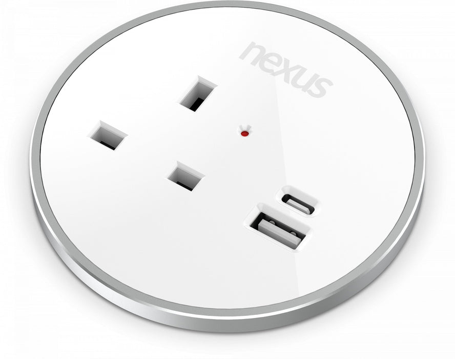 Nexus Oslo 200 in desk power module FURNITURE ACCESSORY Partisan Furniture White 1 Power + 30W USB-C + 27W USB-A 