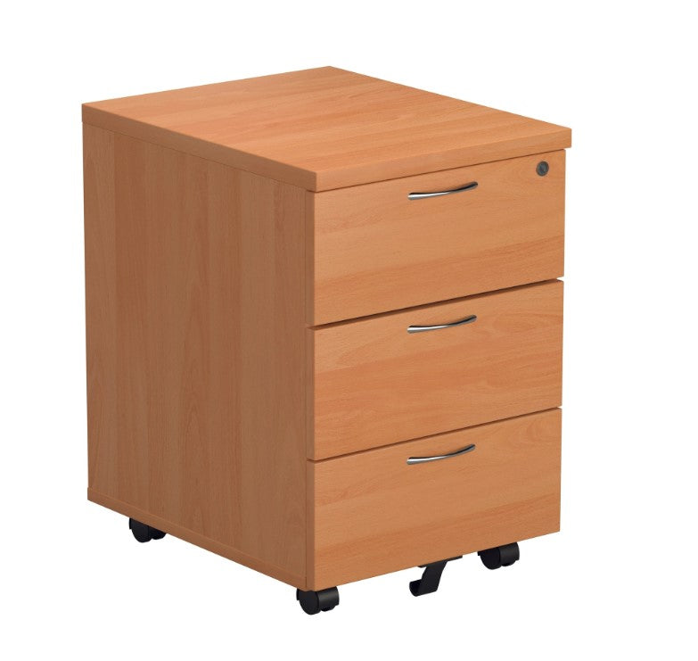 Office Hippo Heavy Duty 3 Drawer Beech Mobile Pedestal