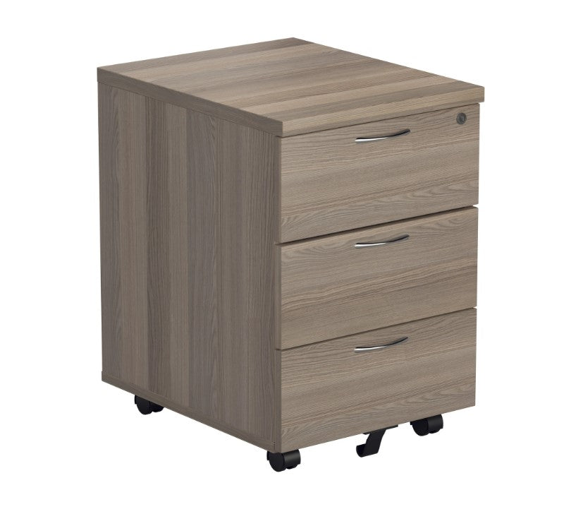 Office Hippo Heavy Duty 3 Drawer Grey Oak Mobile Pedestal