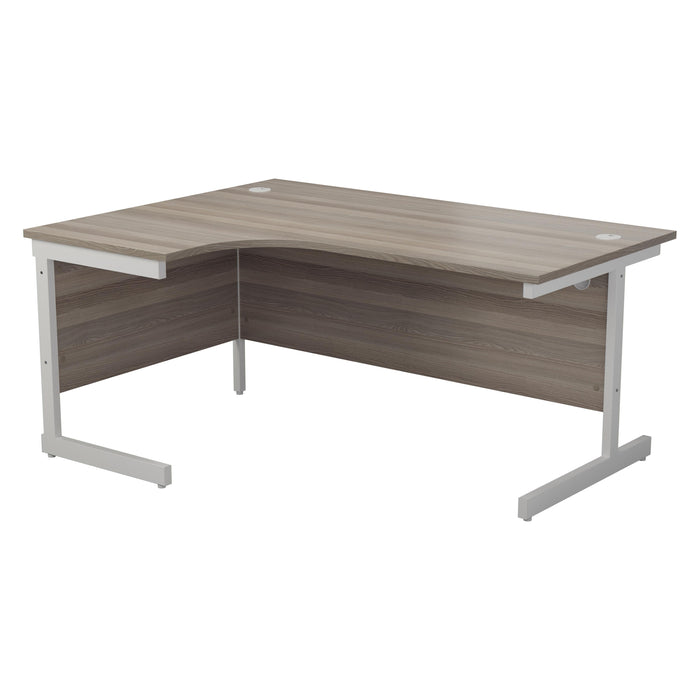 One Cantilever Crescent Office Desk - 1600mm x 1200mm Corner Office Desks TC Group Grey Oak White Left Hand