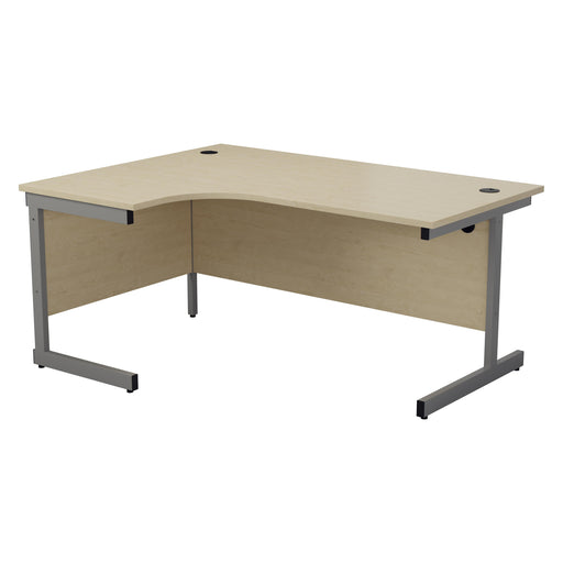 One Cantilever Crescent Office Desk - 1600mm x 1200mm Corner Office Desks TC Group Maple Silver Left Hand