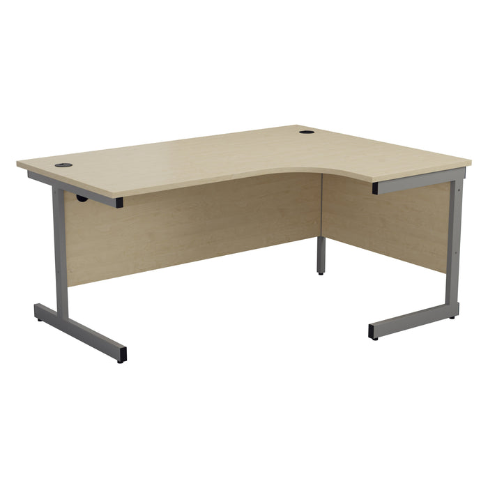 One Cantilever Crescent Office Desk - 1600mm x 1200mm Corner Office Desks TC Group Maple Silver Right Hand