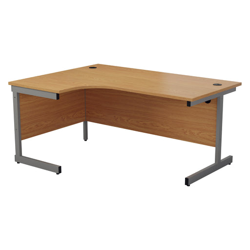 One Cantilever Crescent Office Desk - 1600mm x 1200mm Corner Office Desks TC Group Oak Silver Left Hand