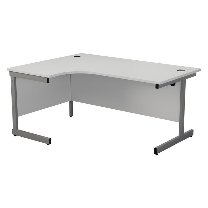 One Cantilever Crescent Office Desk - 1600mm x 1200mm Corner Office Desks TC Group White Silver Left Hand