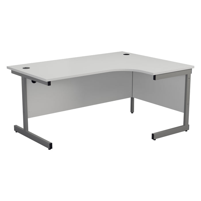 One Cantilever Crescent Office Desk - 1600mm x 1200mm Corner Office Desks TC Group White Silver Right Hand