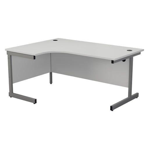 One Cantilever Crescent Office Desk - 1800mm x 1200mm Corner Office Desks TC Group White Silver Left Hand