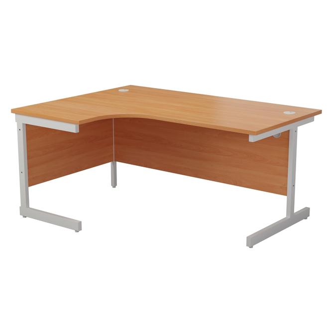 One Cantilever Crescent Office Desk Beech - 1600mm x 1200mm Corner Office Desks TC Group Beech White Left Hand