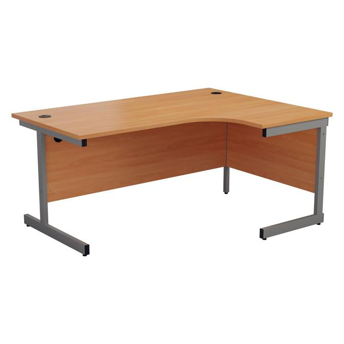 One Cantilever Crescent Office Desk Beech - 1800mm x 1200mm Corner Office Desks TC Group Beech Silver Right Hand