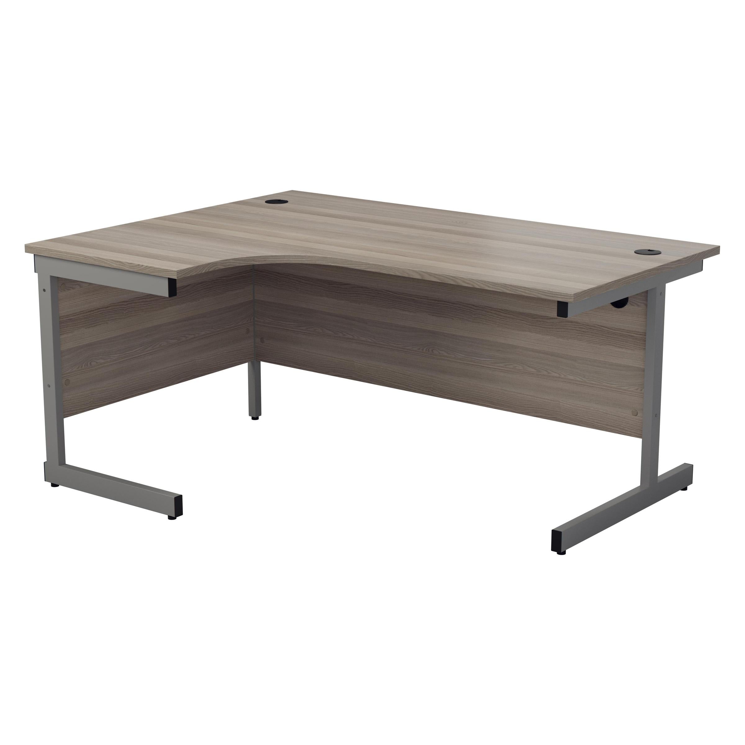 One Cantilever Crescent Office Desk Grey Oak - 1600mm x 1200mm