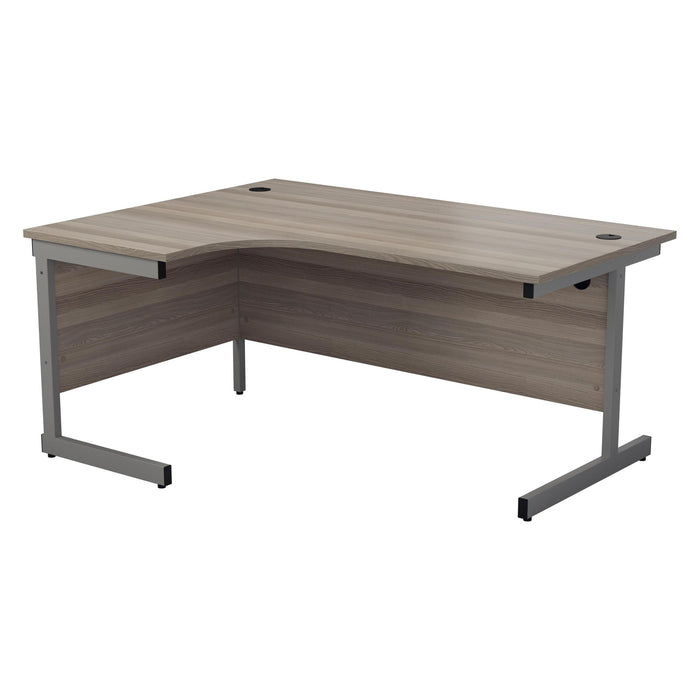 One Cantilever Crescent Office Desk Grey Oak - 1600mm x 1200mm Corner Office Desks TC Group Grey Oak Silver Left Hand
