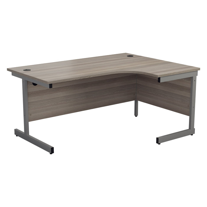 One Cantilever Crescent Office Desk Grey Oak - 1600mm x 1200mm Corner Office Desks TC Group Grey Oak Silver Right Hand