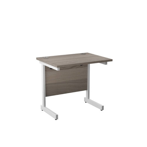One Cantilever Grey Oak Rectangular Office Desk - 600mm Deep