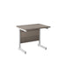 One Cantilever Grey Oak Rectangular Office Desk - 600mm Deep Rectangular Office Desks TC Group Grey Oak White 800mm x 600mm