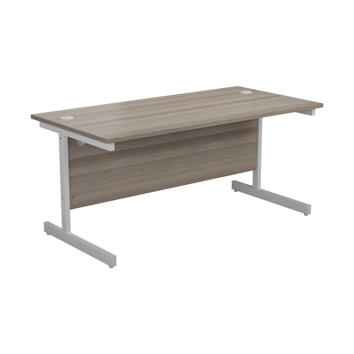 One Cantilever Grey Oak Rectangular Office Desk - 800mm Deep Rectangular Office Desks TC Group Grey Oak White 1200mm x 800mm