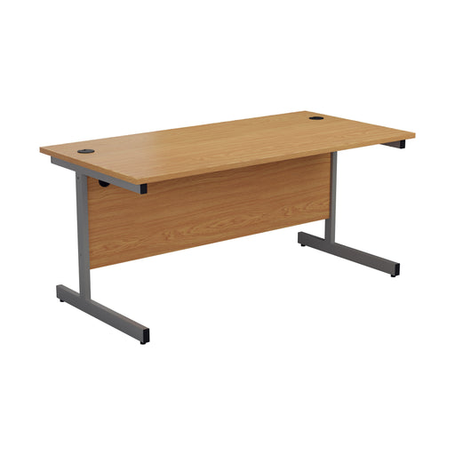 One Cantilever Oak Rectangular Office Desk - 600mm Deep Rectangular Office Desks TC Group Oak Silver 1200mm x 600mm