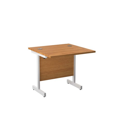 One Cantilever Rectangular Office Desk - 800mm Deep Rectangular Office Desks TC Group Oak White 800mm x 800mm