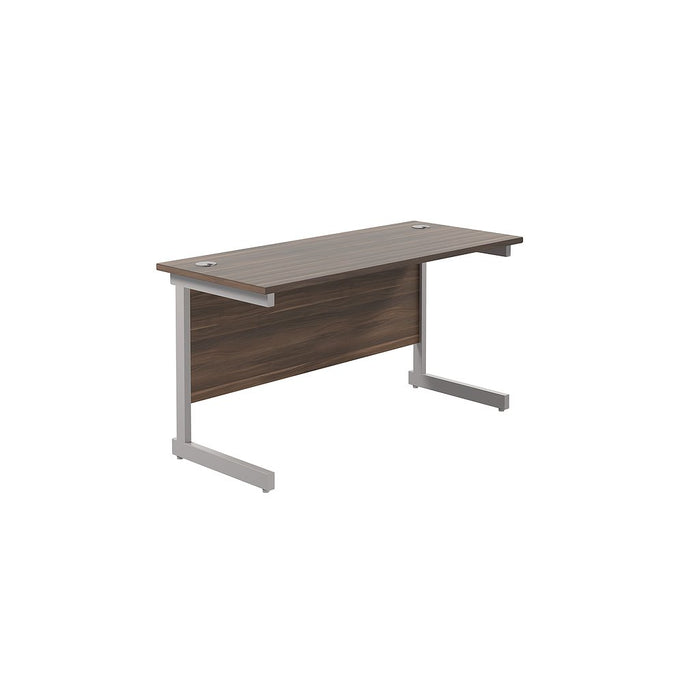 One Cantilever Rectangular Office Desks - 600mm Deep Rectangular Office Desks TC Group Walnut Silver 1200mm x 600mm