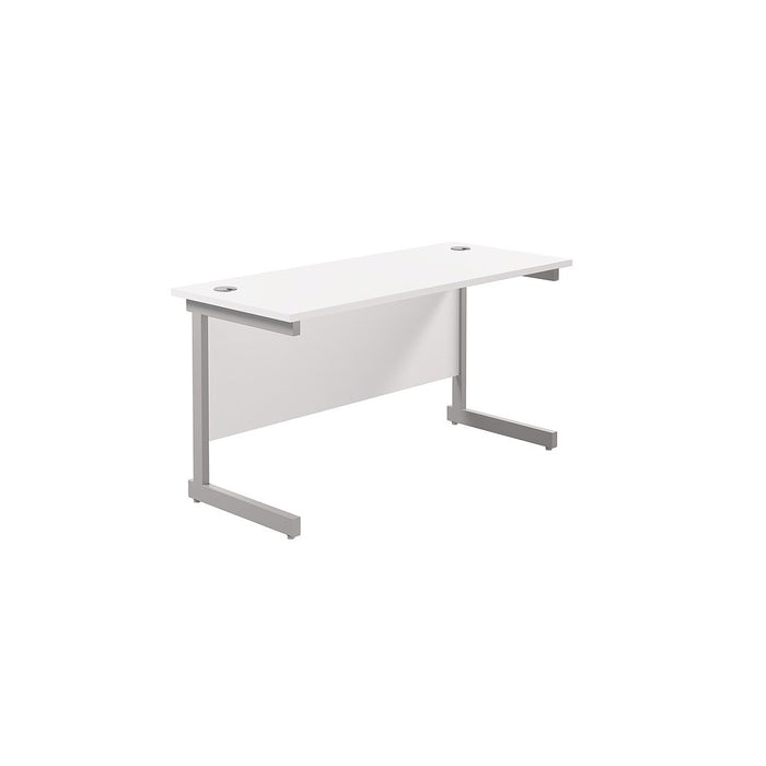 One Cantilever Rectangular Office Desks - 600mm Deep Rectangular Office Desks TC Group White Silver 1200mm x 600mm