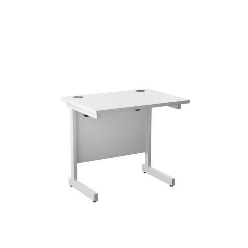 One Cantilever Rectangular Office Desks - 600mm Deep Rectangular Office Desks TC Group White White 800mm x 600mm