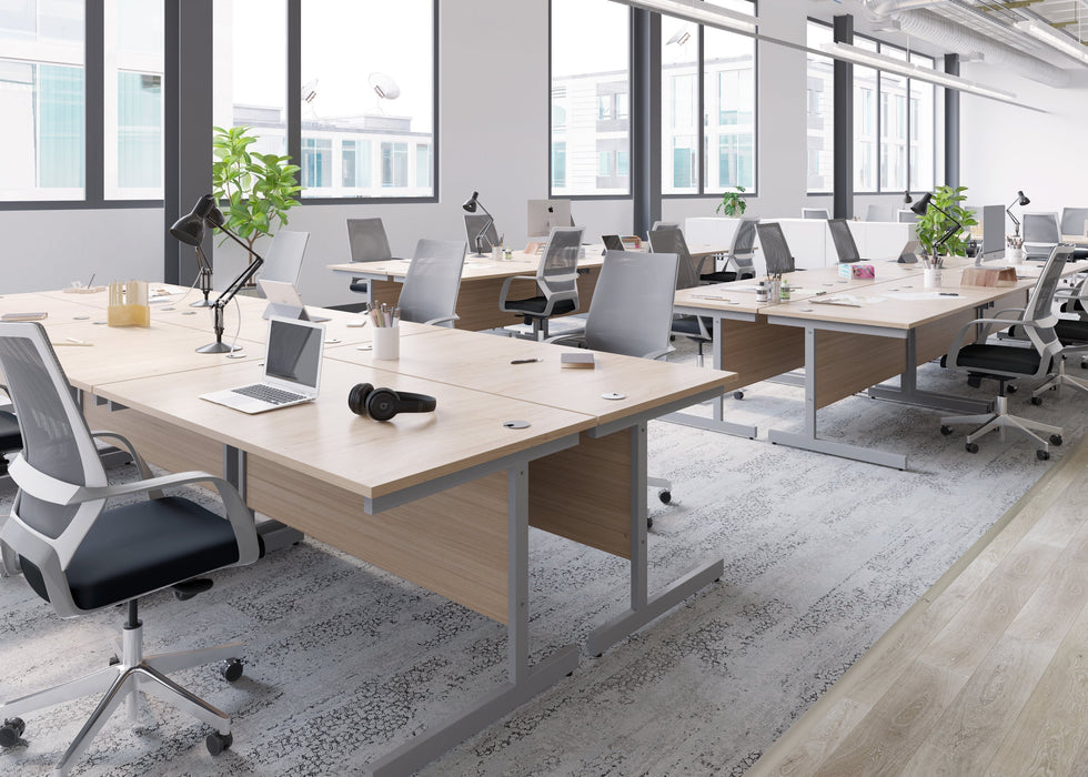 One Cantilever Rectangular Office Desks Walnut - 600mm Deep Rectangular Office Desks TC Group 