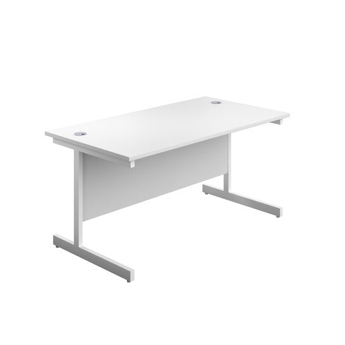 One Cantilever Rectangular White Office Desk - 800mm Deep Rectangular Office Desks TC Group White White 1200mm x 800mm
