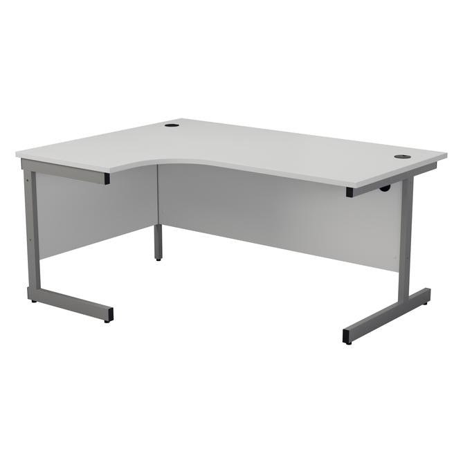 One Cantilever White Crescent Office Desk - 1600mm x 1200mm Corner Office Desks TC Group White Silver Left Hand