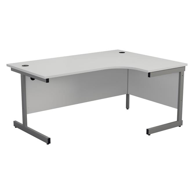 One Cantilever White Crescent Office Desk - 1600mm x 1200mm Corner Office Desks TC Group White Silver Right Hand
