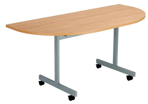 One Eighty Tilting Meeting Table 1600 X 700 D-End Top Tilting Meeting Tables TC Group Beech 