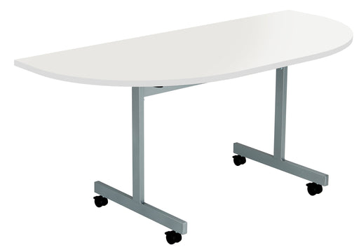 One Tilting Meeting Table D-End Tilting Meeting Tables TC Group Oak 1400mm x 700mm 