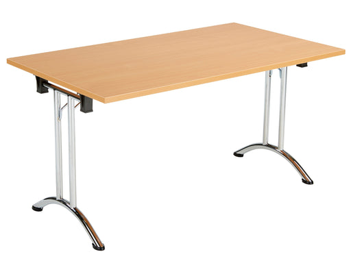 One Union Folding Meeting Table 800mm Deep Folding Meeting Tables TC Group Beech Chrome 1200mm x 800mm