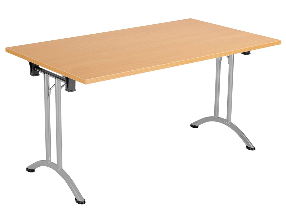 One Union Folding Meeting Table 800mm Deep Folding Meeting Tables TC Group Beech Silver 1200mm x 800mm